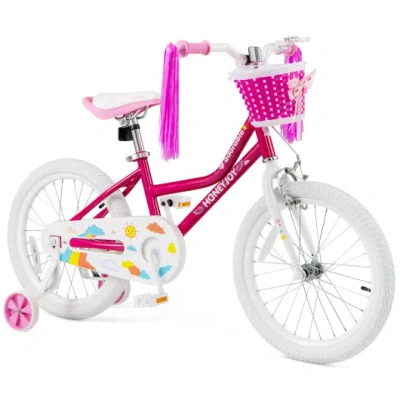 Costway Kids Bicycle 18 Inch Toddler And Kids Bike With Training Wheels For 6-8 Year Old Kids-pink In White