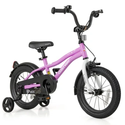 Costway Kids Bike 14-inch Children Training Bicycle With 2 Brake For 3-5 Years Old In Multi