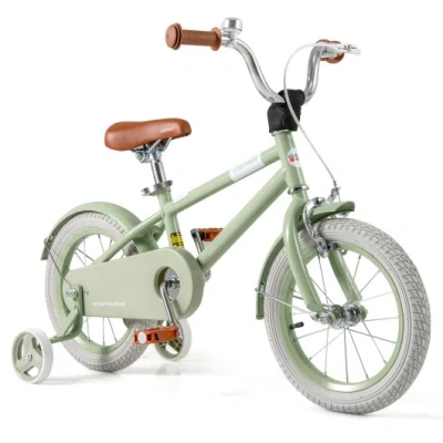 Costway Kids Bike With Adjustable Handlebar And Saddle Green-14 Inches