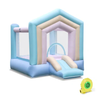 Costway Kids Bounce House With Slide And Basketball Rim Bouncy Castle For Party With 480w Blower In Multi