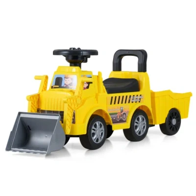 Costway Kids Digger Ride On Truck With Shovel And Under-seat Compartment In Yellow