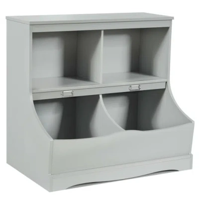 Costway Kids Floor Cabinet Multi-functional Bookcase -gray