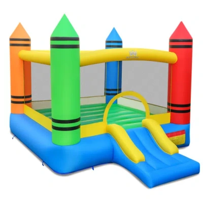 Costway Kids Inflatable Bounce House With Slide And Ocean Balls Not Included Blower In Multi