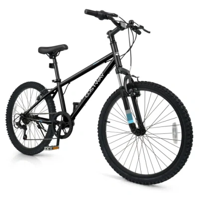 Costway Kids Mountain Bike 20 24 Inch Child Bicycle For Boys Girls Aged 8+ Years Old Black-24 Inch In Multi