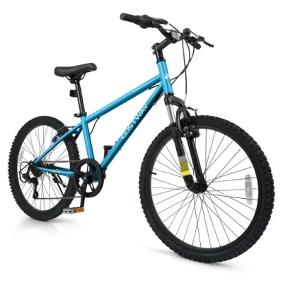 Costway Kids Mountain Bike 20 24 Inch Child Bicycle For Boys Girls Aged 8+ Years Old Blue-24 Inch In Multi