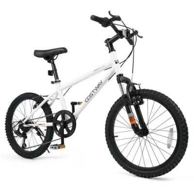 Costway Kids Mountain Bike 20 24 Inch Child Bicycle For Boys Girls Aged 8+ Years Old White-20 Inch In Multi