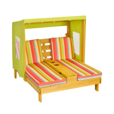 Costway Kids Patio Lounge Chair With Cup Holders And Awning-multicolor