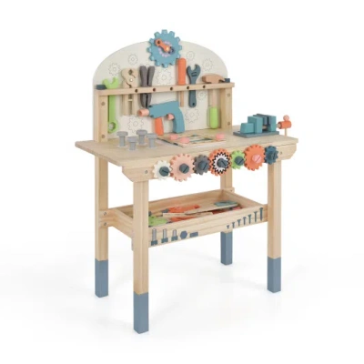 Costway Kids Play Tool Workbench With Realistic Accessories In Multi