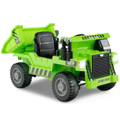 Costway Kids Ride On Dump Truck 12v Ride On Car With Electric Dump Bed-green