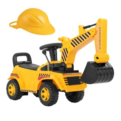 Costway Kids Ride On Excavator With Adjustable Shovel-yellow