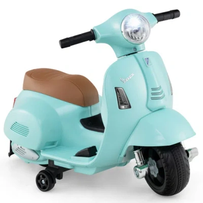 Costway Kids Ride On Motorcycle Licensed Vespa With Led Headlight And Horn Sound-green In Animal Print