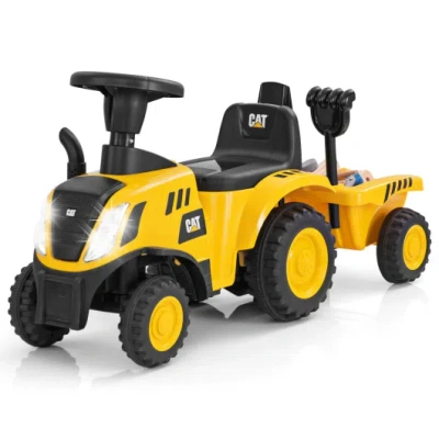 Costway Kids Ride On Tractor Licensed Caterpillar With Detachable Trailer No Power-yellow
