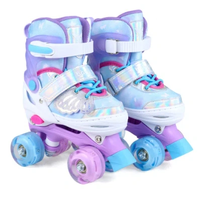 Costway Kids Roller Skates For Toddlers Ages 5-7 With 4 Light-up Wheels-blue