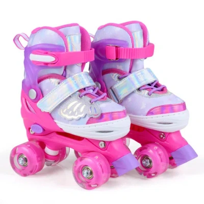 Costway Kids Roller Skates For Toddlers Ages 5-7 With 4 Light-up Wheels-pink