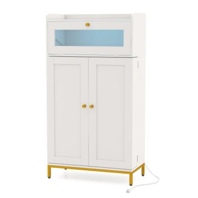 Costway Kitchen Pantry Cabinet Freestanding Food Storage Cupboard-white In Multi