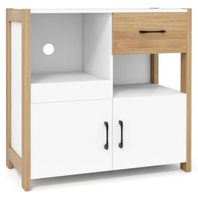 Costway Kitchen Storage Cabinet With Drawer Pull-out Shelf And 2 Doors-white