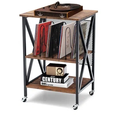 Costway Laptop Storage Cart In Brown