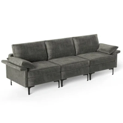 Costway Large 3-seat Sofa Sectional With Metal Legs For 3-4 People-gray