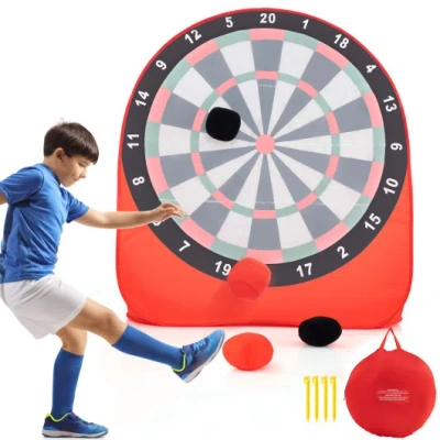 Costway Large Dart Board For Kids With 4 Kick Balls-red In Multi
