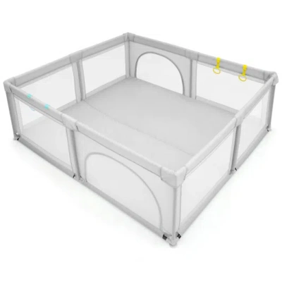 Costway Large Infant Baby Playpen Safety Play Center Yard With 50 Ocean Balls-gray In White