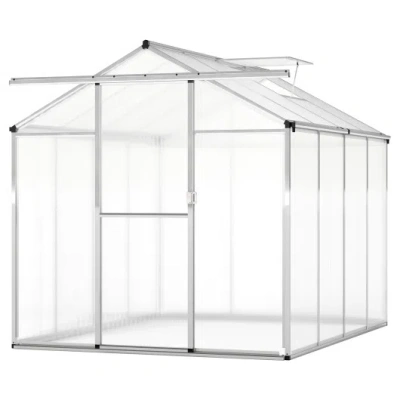 Costway Large Walk-in Green House With Rain Gutters And Polycarbonate Panels-8 Ft In White