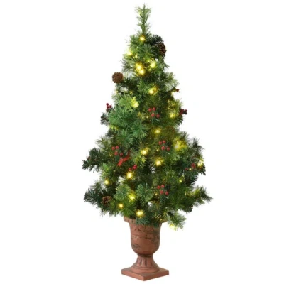 Costway Led Christmas Tree With Red Berries Pine Cones-4 Feet In Green