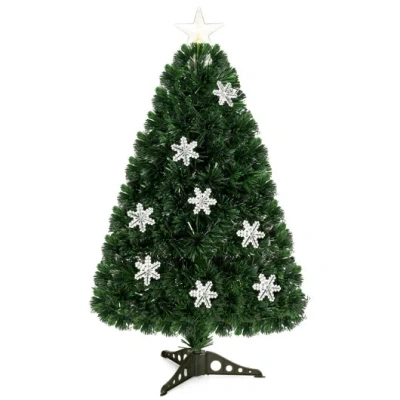 Costway Led Optic Artificial Christmas Tree With Snowflakes-3 Feet In Multi