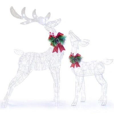 Costway Lighted Christmas Reindeer Decoration With 170 Cold White Led Lights