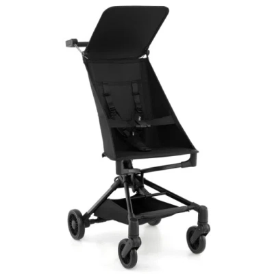 Costway Lightweight Airplane-ready Stroller With All-terrain Wheels In Black