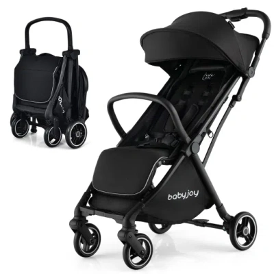 Costway Lightweight Baby Stroller Compact Travel Stroller For Airplane Fits Airplane Cabin & Overhead In Black