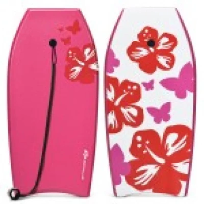 Costway Lightweight Bodyboard Surfing With Leash Eps Core Boarding Ixpe-l In Pink