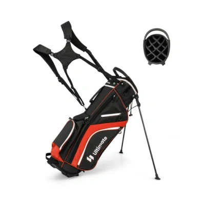 Costway Lightweight Golf Stand Bag With 14 Way Top Dividers And 6 Pockets-red In Black