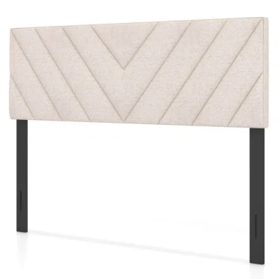 Costway Linen Upholstered Headboard For Full And Queen Size Bed Frames-beige In Pink