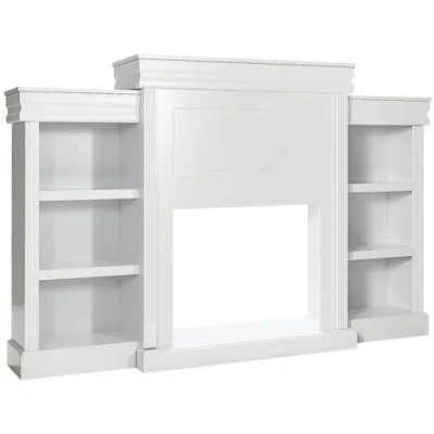 Costway Living Room Set: 70 Inch Media Entertainment Center And Modern Upholstered Chenille Accent Chair In White