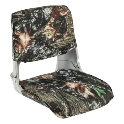 Costway Low Back Folding Padded Boat Seat With 4 Bolts For Outdoor Adventures-camouflage In Black