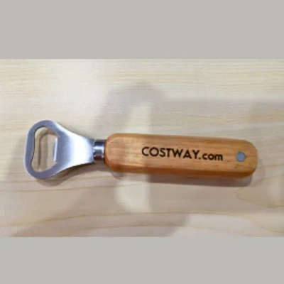Costway Magnetic Bottle Opener With Rubberwood Handle In Brown