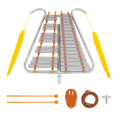 Costway Marching Glockenspiel 29 Note Bell Lyre For Marching Band-silver In Gray