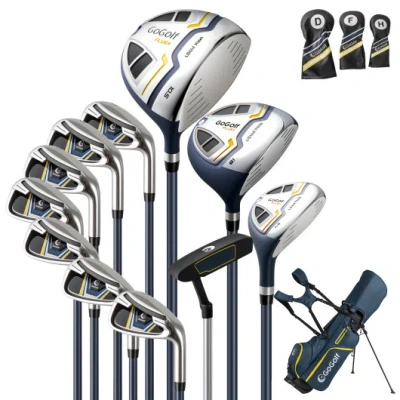 Costway Men's Complete Golf Clubs And Bag Set Right Handed-yellow In Gray