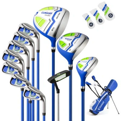 Costway Men's Complete Golf Clubs And Bag Set With Headcovers And Putter-blue In Multi