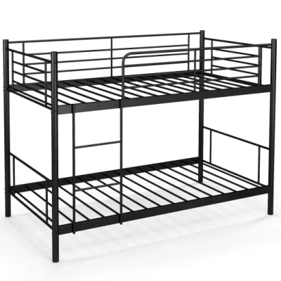 Costway Metal Bunk Bed With Ladder And Full-length Guardrails-black