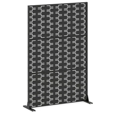 Costway Metal Privacy Screen 72 X 48 Inch Freestanding Fence Panel Indoor Outdoor-black