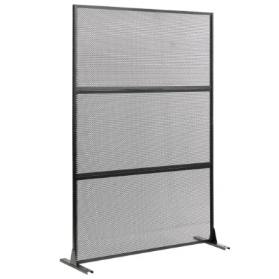 Costway Metal Privacy Screen With Expansion Bolts And Connection Screws-black In Gray