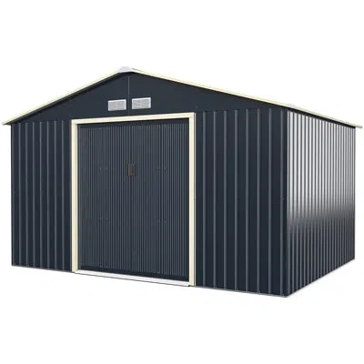 Costway Metal Storage Shed In Gray