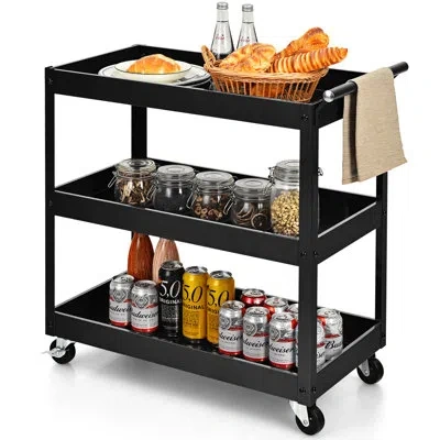 Costway Metal Utility Cart In Black