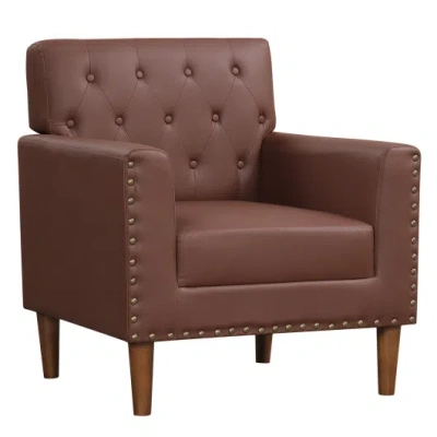 Costway Mid Century Modern Accent Chair With Button Tufted Decoration And Rivets-brown In Animal Print