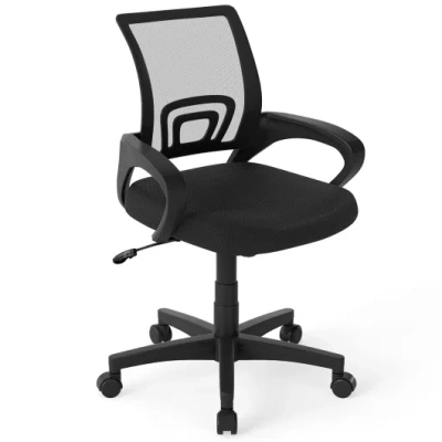 Costway Mid-back Mesh Office Chair Ergonomic Computer Chair With Lumbar Support-black In Multi