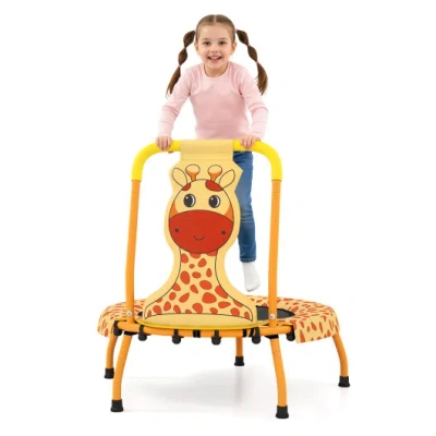 Costway Mini Trampoline For Toddlers With Foam Padded Handle And Safety Padded Cover-orange In Multi