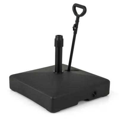 Costway Mobile Patio Umbrella Base Water Sand Fillable Market Table Umbrella Stand With 3 Wheels-black