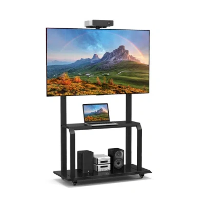 Costway Mobile Tv Stand With Camera Shelf And Av Shelves For 32-80 Inch Flat/curved Tvs