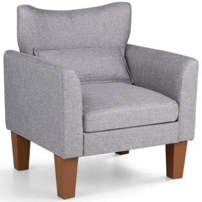 Costway Modern Accent Chair With Removable Cushion & Pillow For Living Room-gray